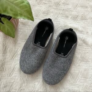mahabis Grey Wool Slip-On Slippers